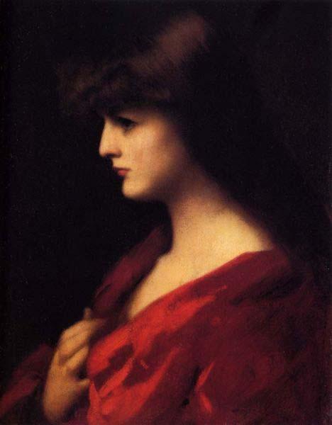Jean-Jacques Henner Study of a Woman in Red oil painting image